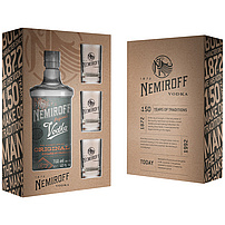 Vodka "Nemiroff Original" Souvenirbox mit 3 Gläsern 40% vol.