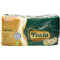 "Foxia"-Toilettenpapier, 3-lagig (8 Rollen x 140 Blätter). Kamillien-Duft