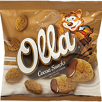 OLLA SNACKS – Knusprige kakaohaltige Getreidekissen mit 50% Kakaocreme mit Zusatz von Vitaminen