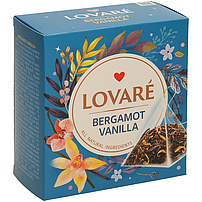 Lovare-Bergamot Vanilla - aromatyzowana czarna herbata z liśćmi kwiatu pomarańczy, aromatem wanilii i bergamotki, w filtrach piramidkach.