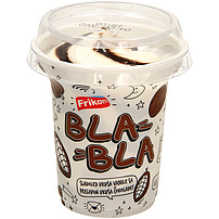 "BLA BLA SCHOKO"-Eiscreme mit Vanillegeschmack und Kakaosauce, tiefgefroren