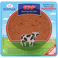 Rindfleischwurst "ETAP" mit Paprikaflocken in Scheiben