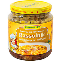 Kartoffelsuppe mit Rindfleisch "Rassolnik"