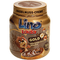 "Lino Lada Gold" - Haselnuss-Creme mit gerösteten, gehackten Haselnüssen