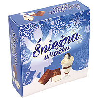 Schaumzuckerwarenkonfekt mit Eiscreme-Sahne-Geschmack in Schokolade. Schokolade enthält neben Kakaobutter auch andere pflanzliche Fette.