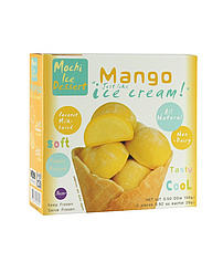 Mango Eisdessert "Mochi" aus Kokosmilch, tiefgefroren