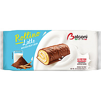 Kleine Gebäckrouladen "Rollino Milk" mit kakaohaltiger Fettglasur (26%) und Milchfüllung (25%)