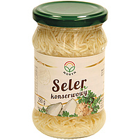 "Seler konserwowy" – Eingelegter Sellerie in Streifen. Pasteurisiert.